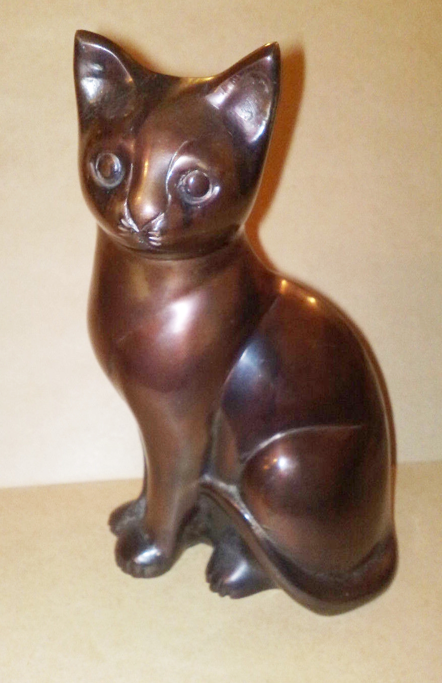 Cat - left facing Bronze Finished Tiller Pin